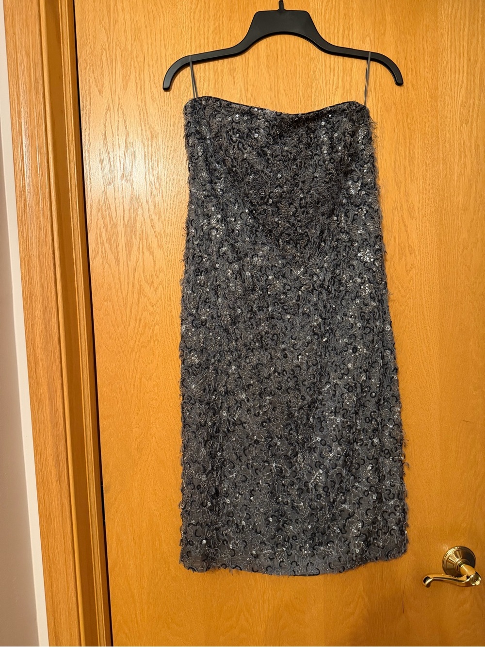 Escada Strapless Sequin Cocktail Dress - Charcoal